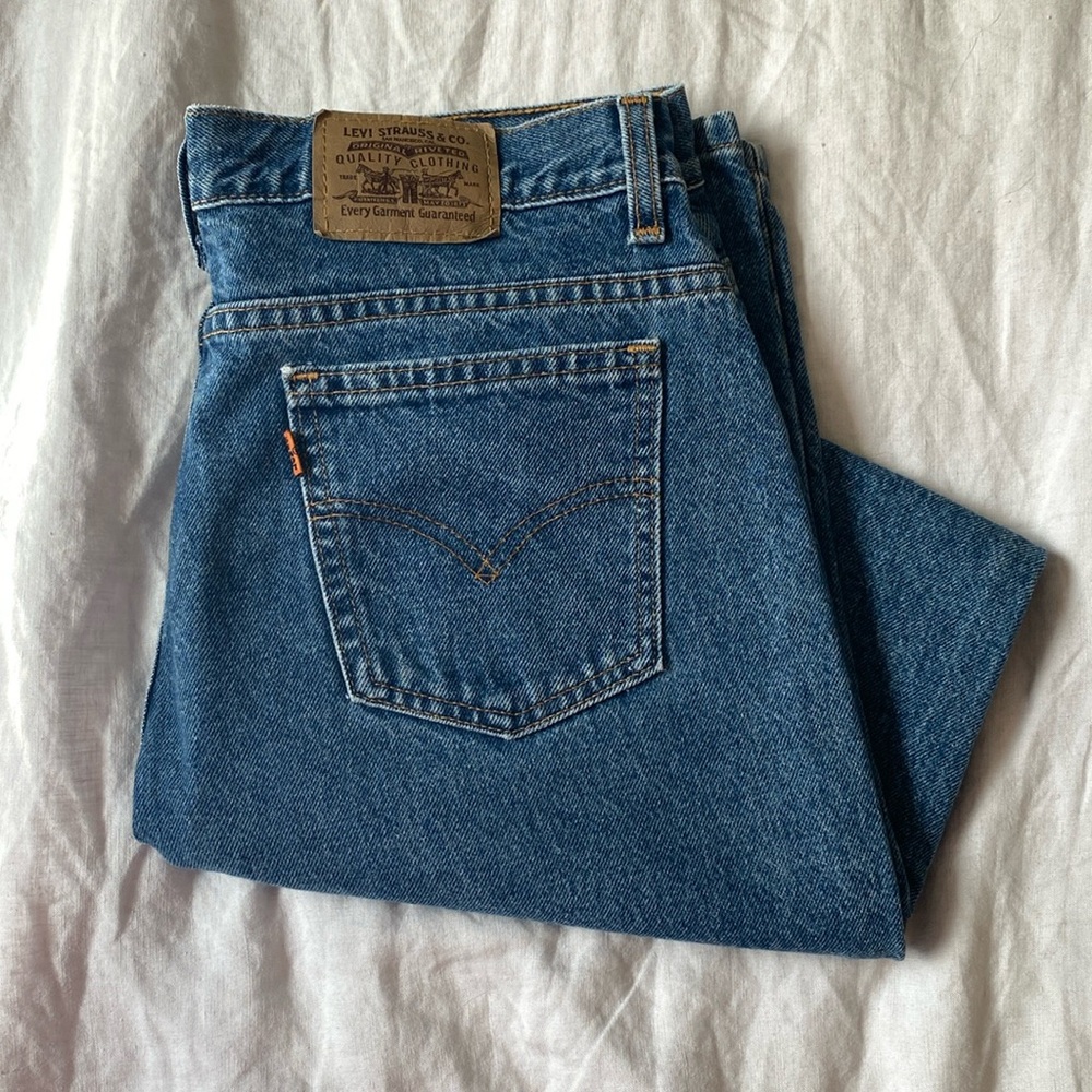 Medium wash Orange tab straight leg Levi’s